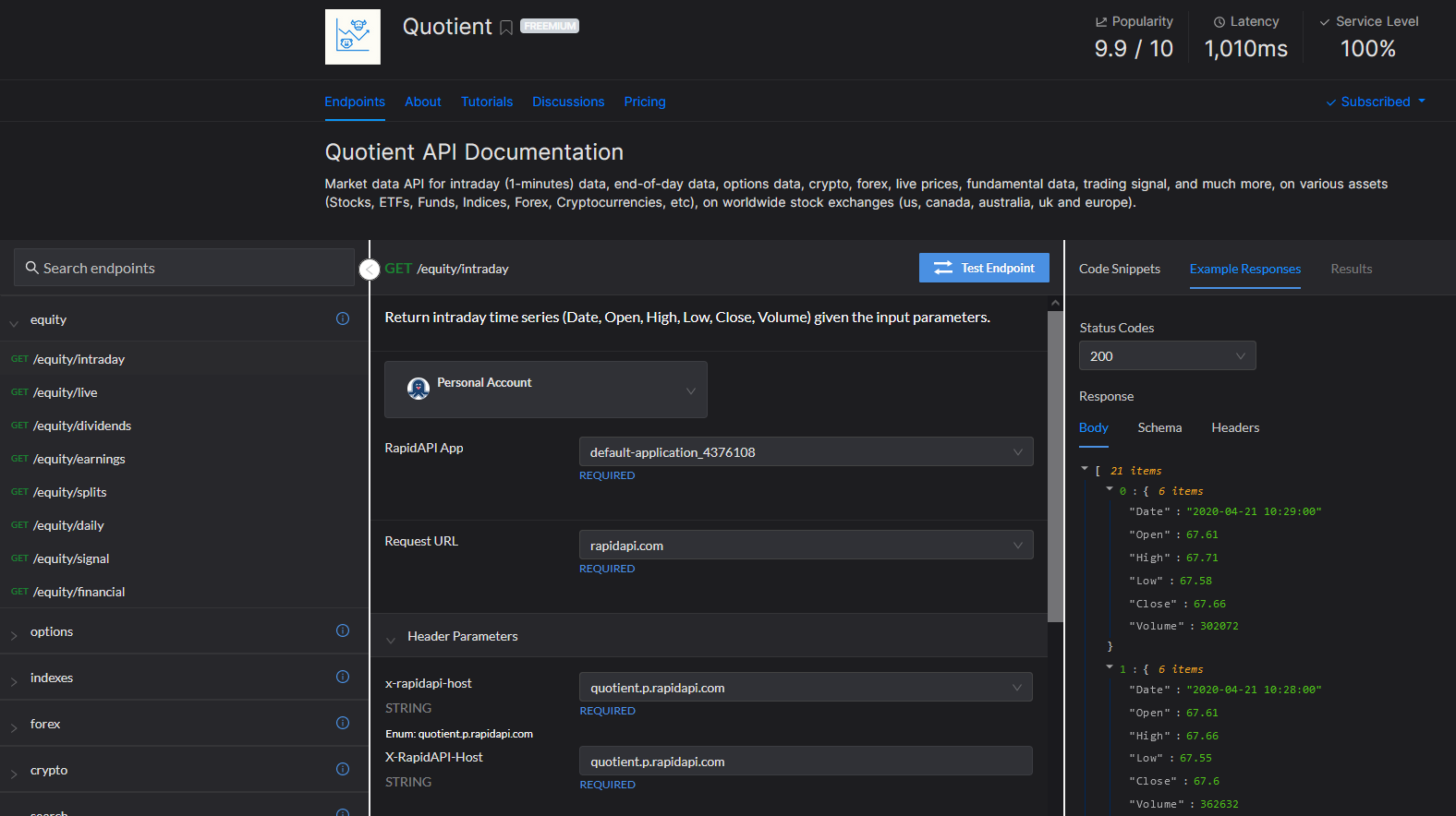 Where do I find historical intraday data for stocks?